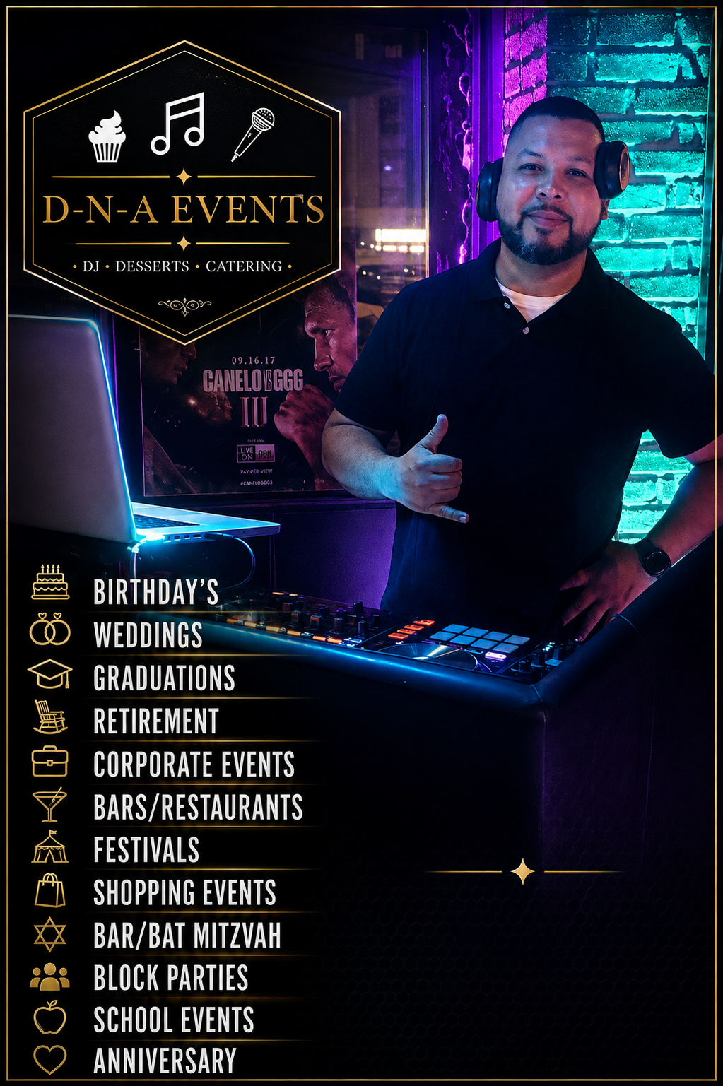 DNA Events promotional flyer