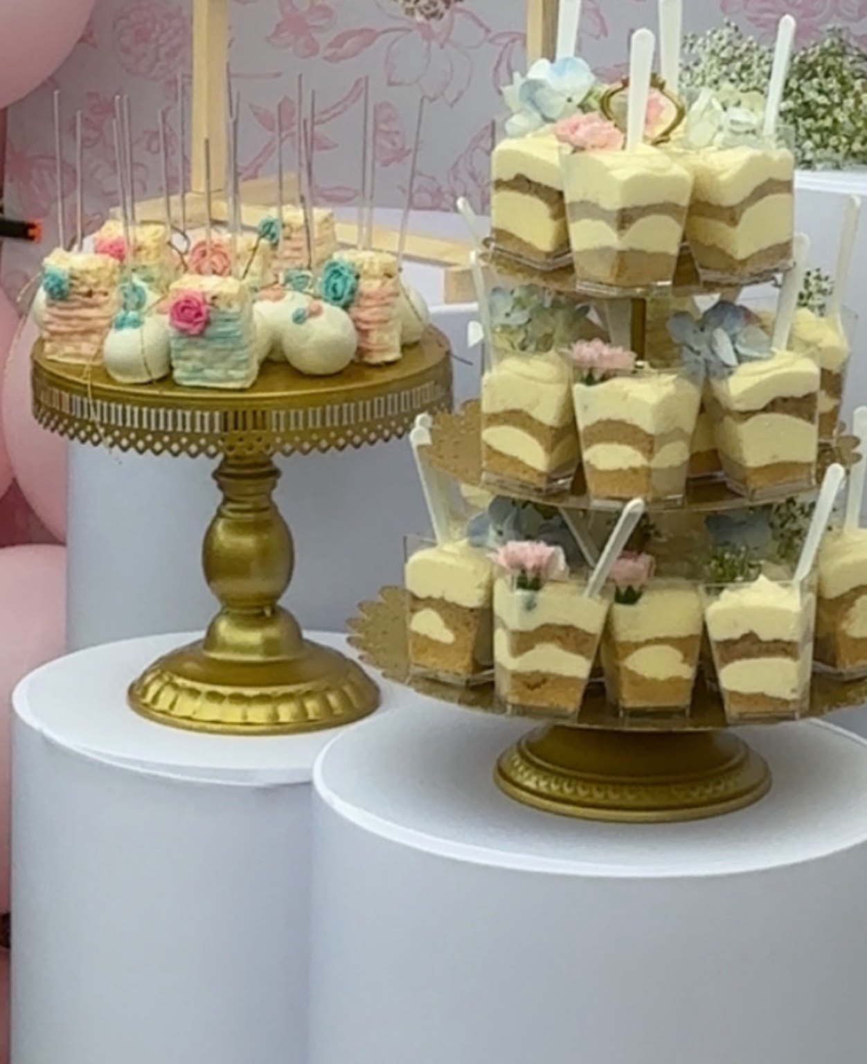 Dessert display with cake pops and dessert cups